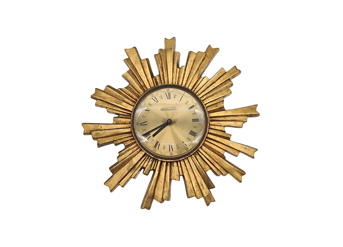 Sunburst wall clock, by Electrica, Germany, 1960s