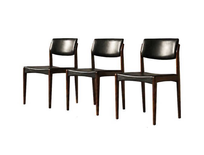 Set of 3 rosewood chairs, designed by H.W. Klein for Bramin, Denmark, 1960s