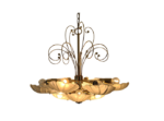 Vintage glass and brass chandelier, Deknudt, Belgium, 1970s