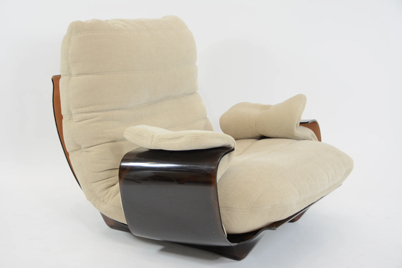 Fotel i podnóżek Marsala proj. Michel Ducaroy dla Ligne Roset, Francja, lata 70