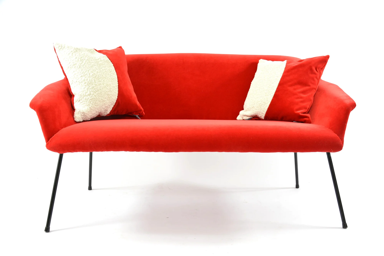 Vintage two-seater shell sofa, PRL, 1970s