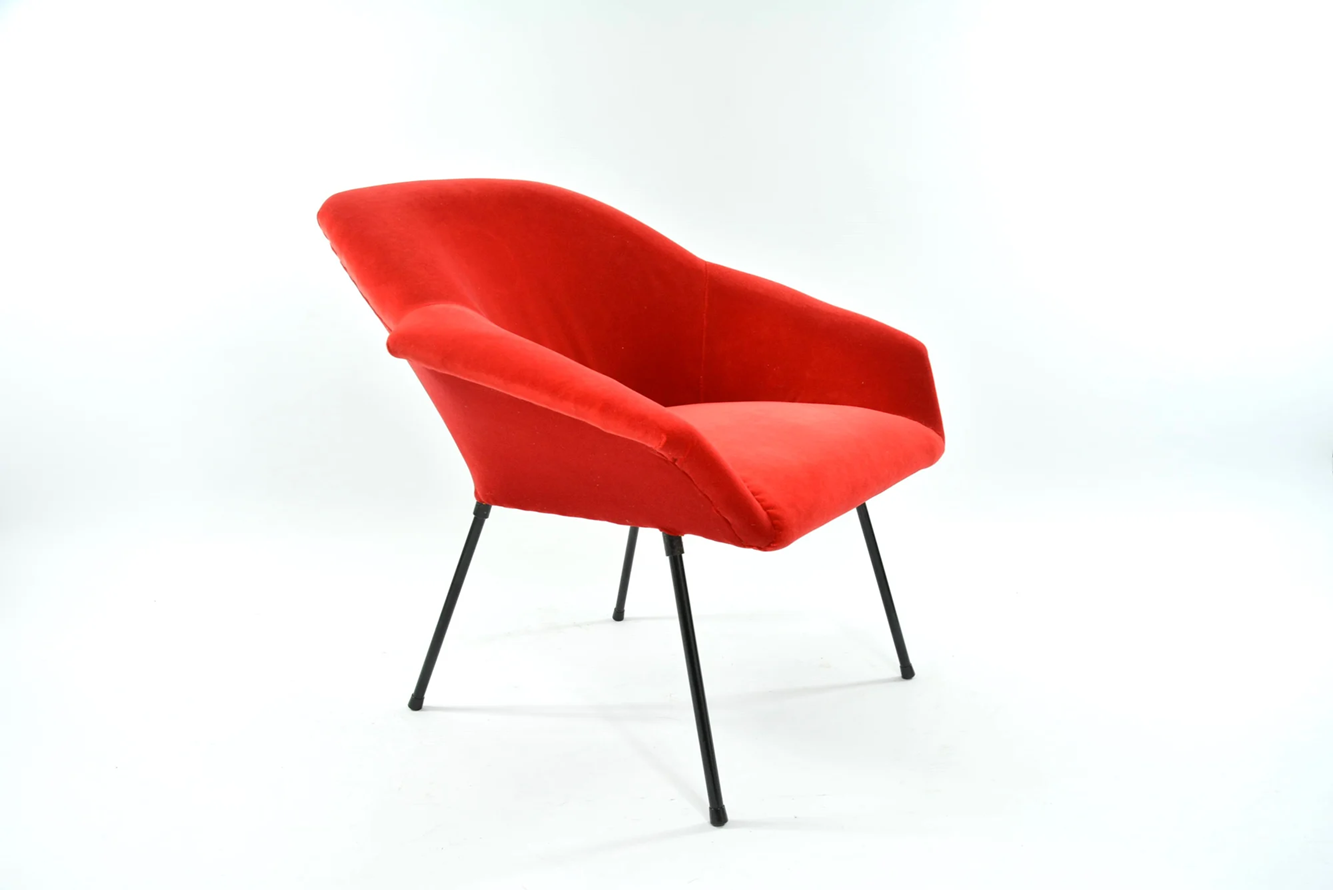 Fotel muszelka vintage, PRL, lata 70