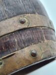 Wooden barrel-shaped jug with brass hoops, 19th/20th century