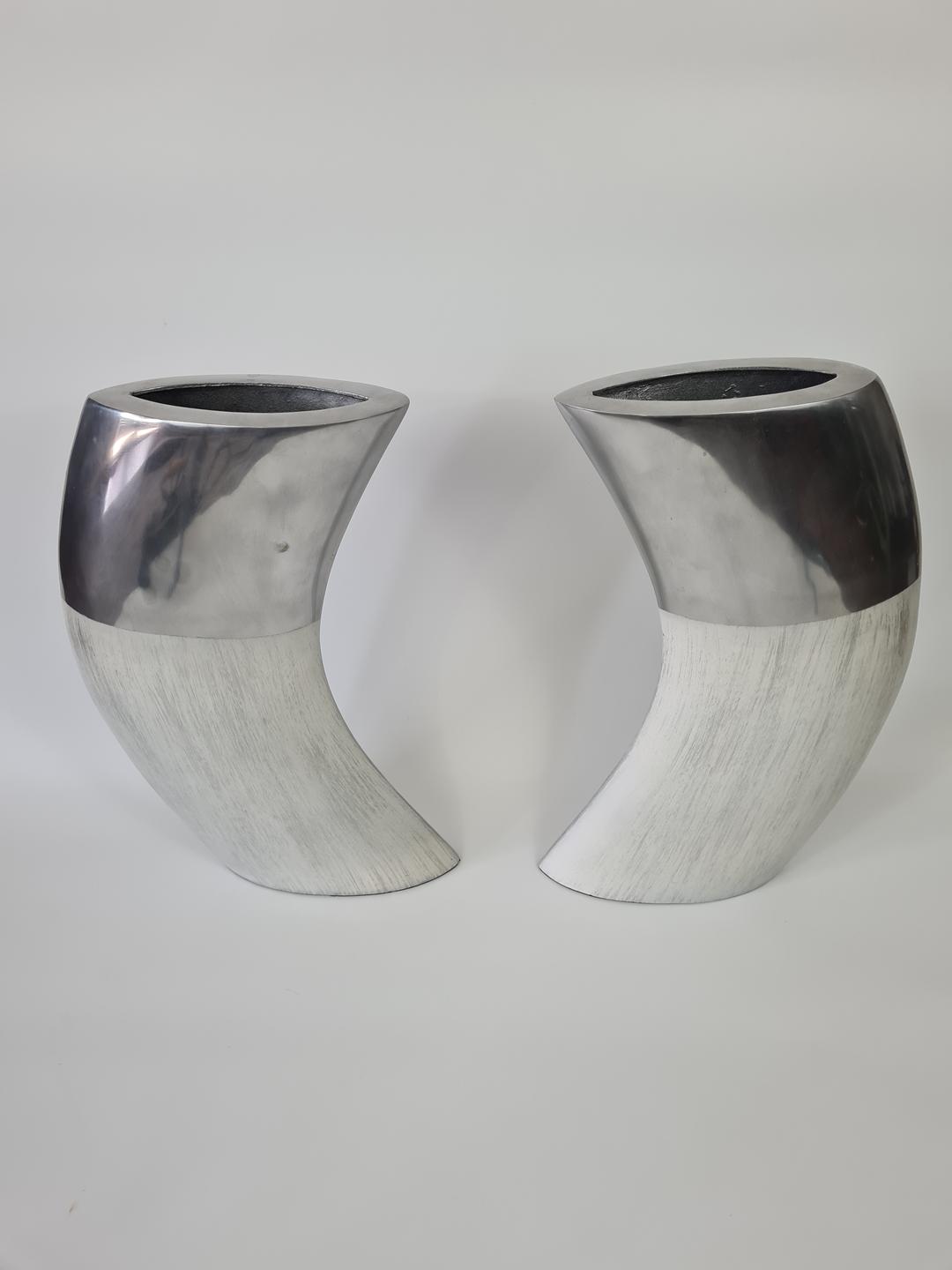 Large aluminium and ceramic vases, Ventura Living, 2000s