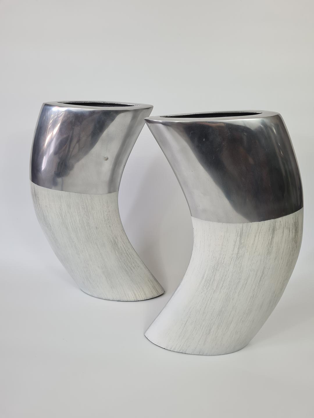 Large aluminium and ceramic vases, Ventura Living, 2000s