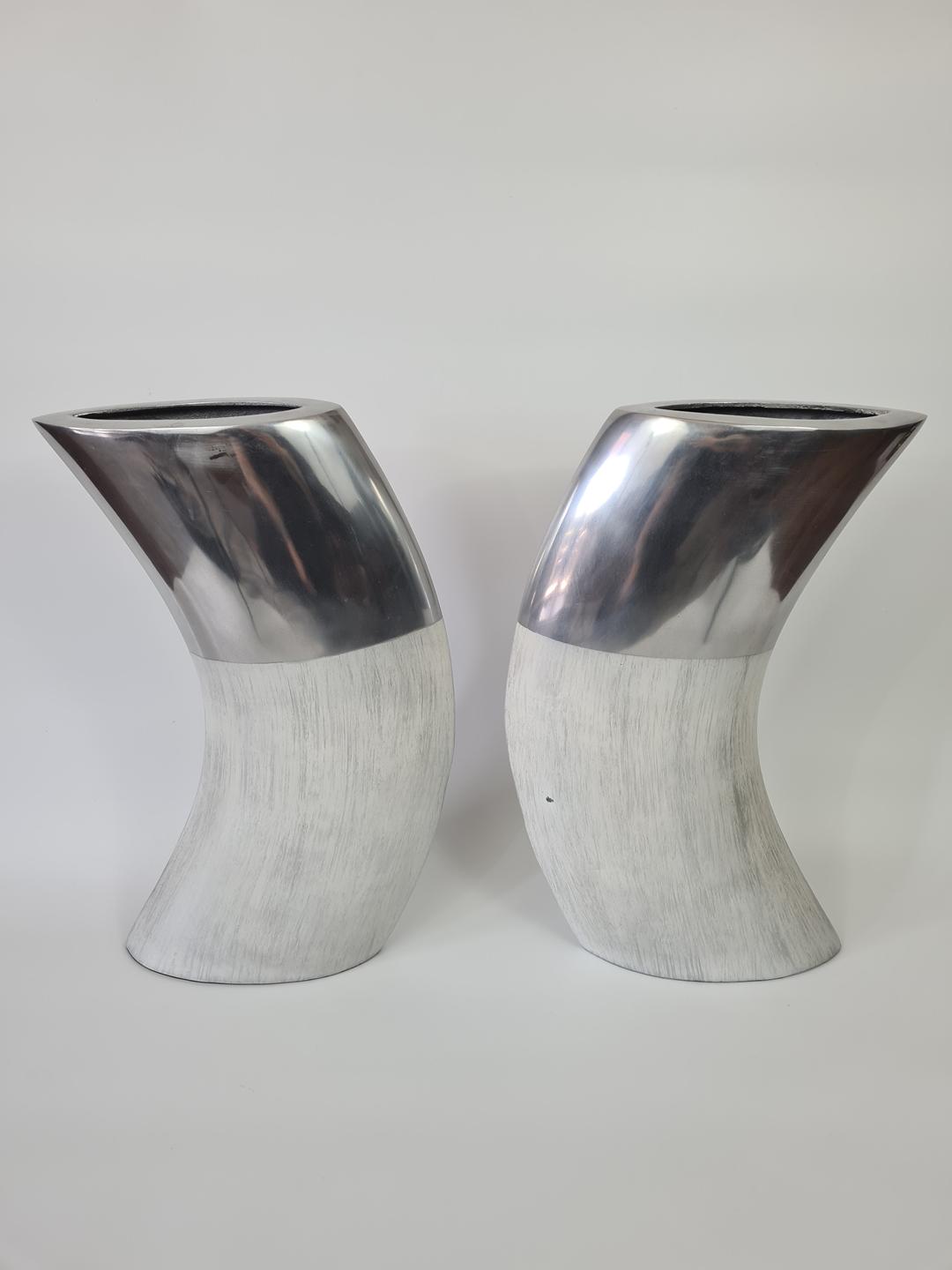 Large aluminium and ceramic vases, Ventura Living, 2000s