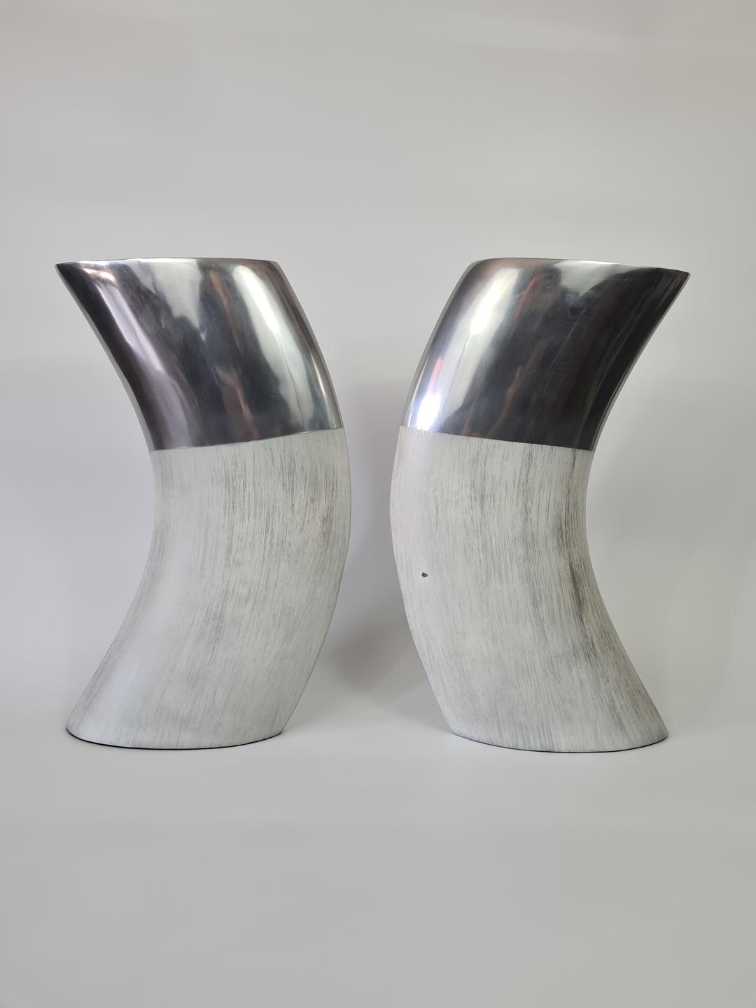 Large aluminium and ceramic vases, Ventura Living, 2000s