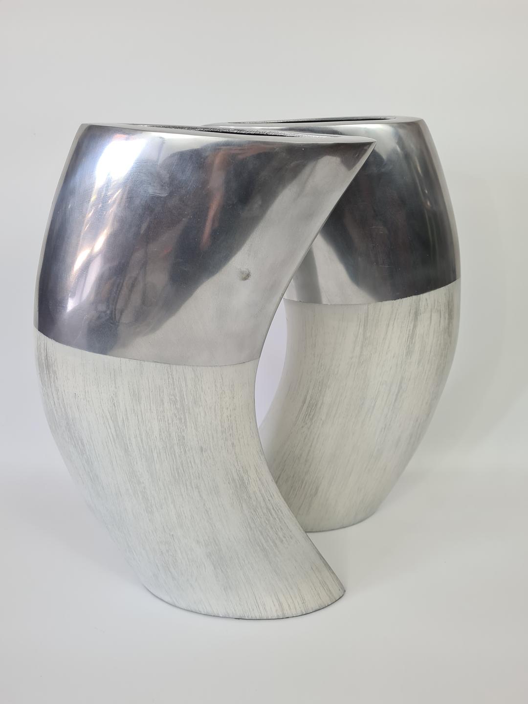 Large aluminium and ceramic vases, Ventura Living, 2000s