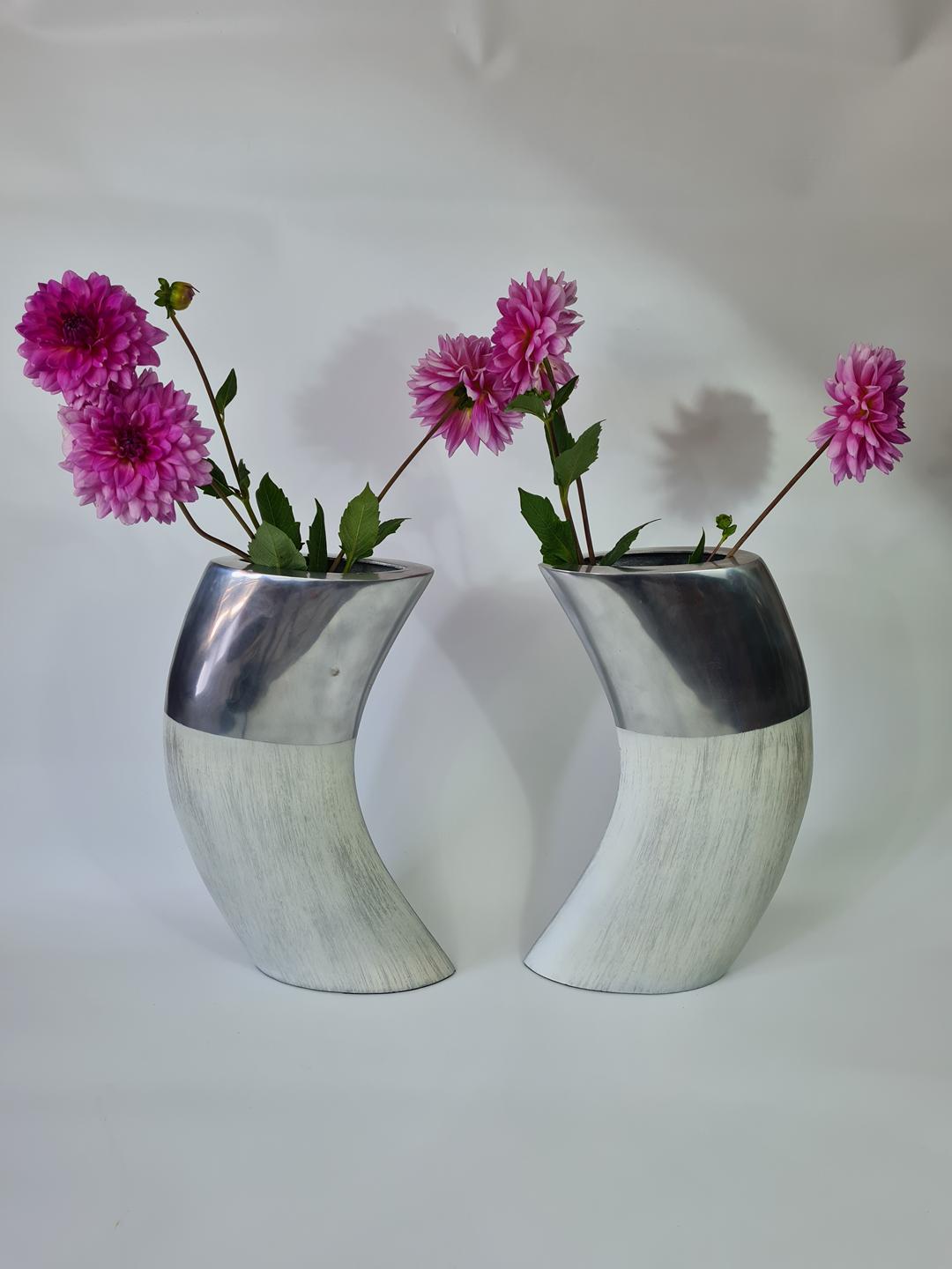 Large aluminium and ceramic vases, Ventura Living, 2000s