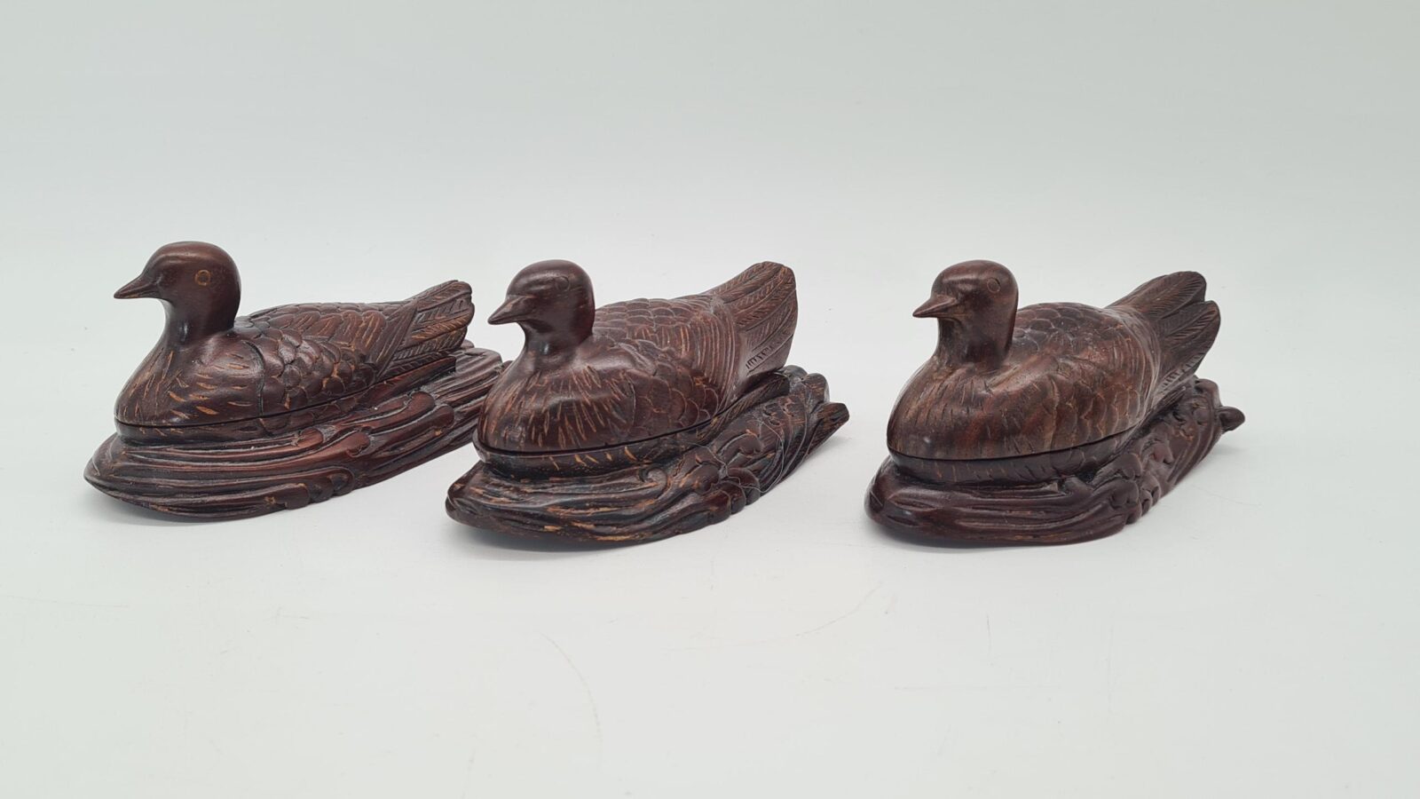 Carved bird-shaped containers, 1960s