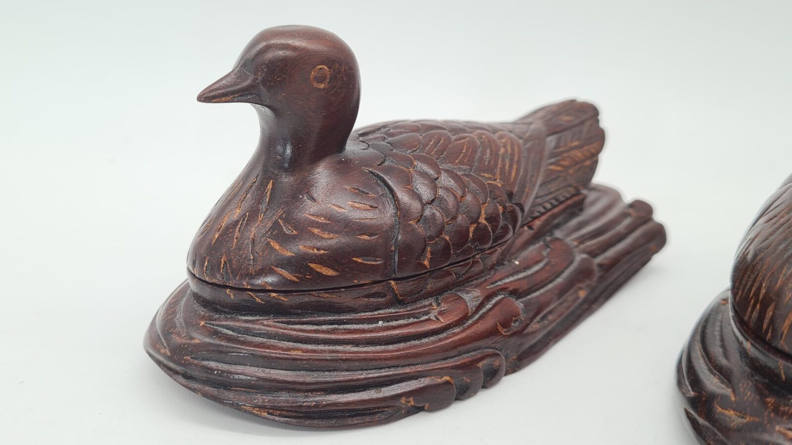Carved bird-shaped containers, 1960s
