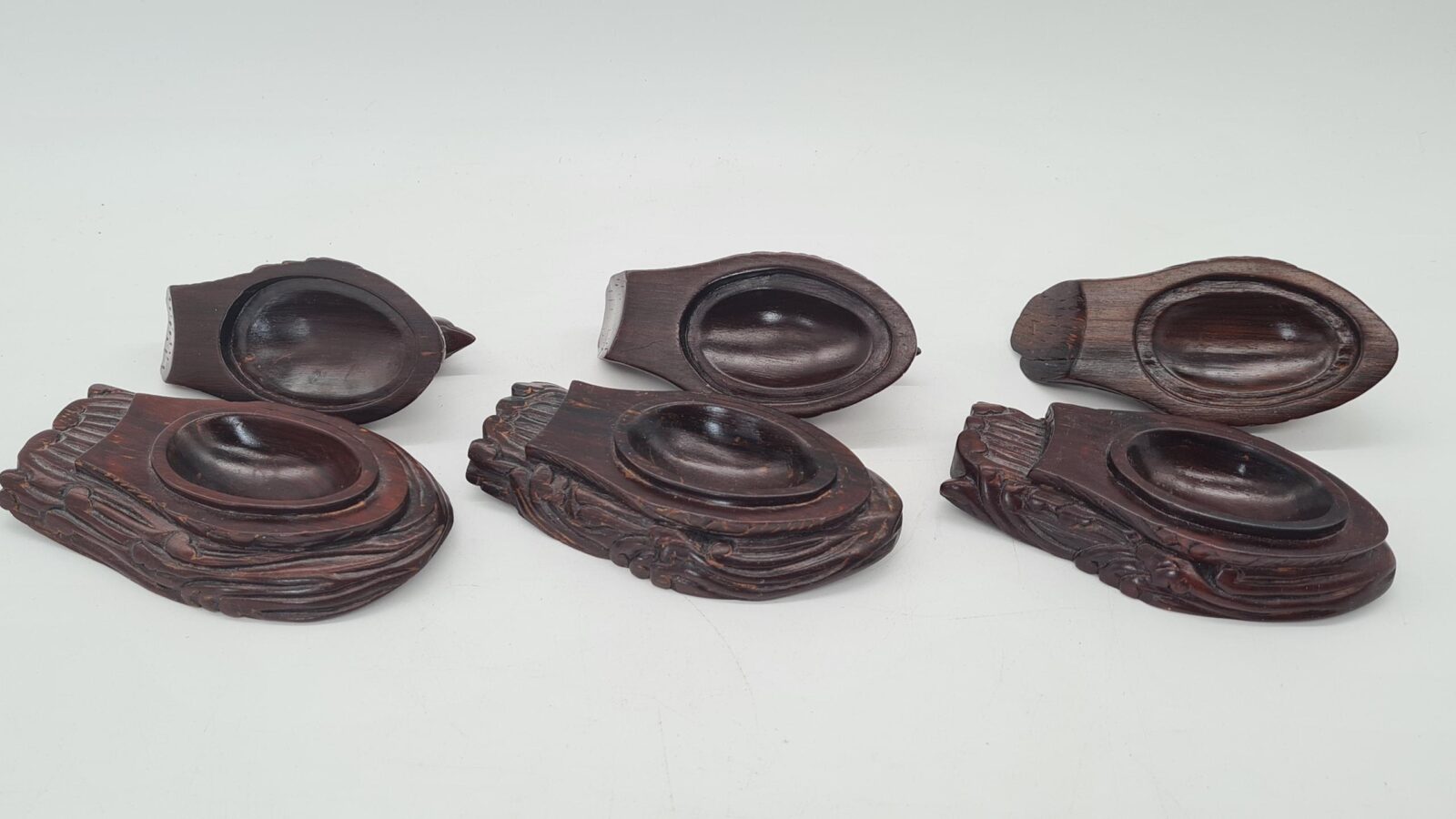 Carved bird-shaped containers, 1960s