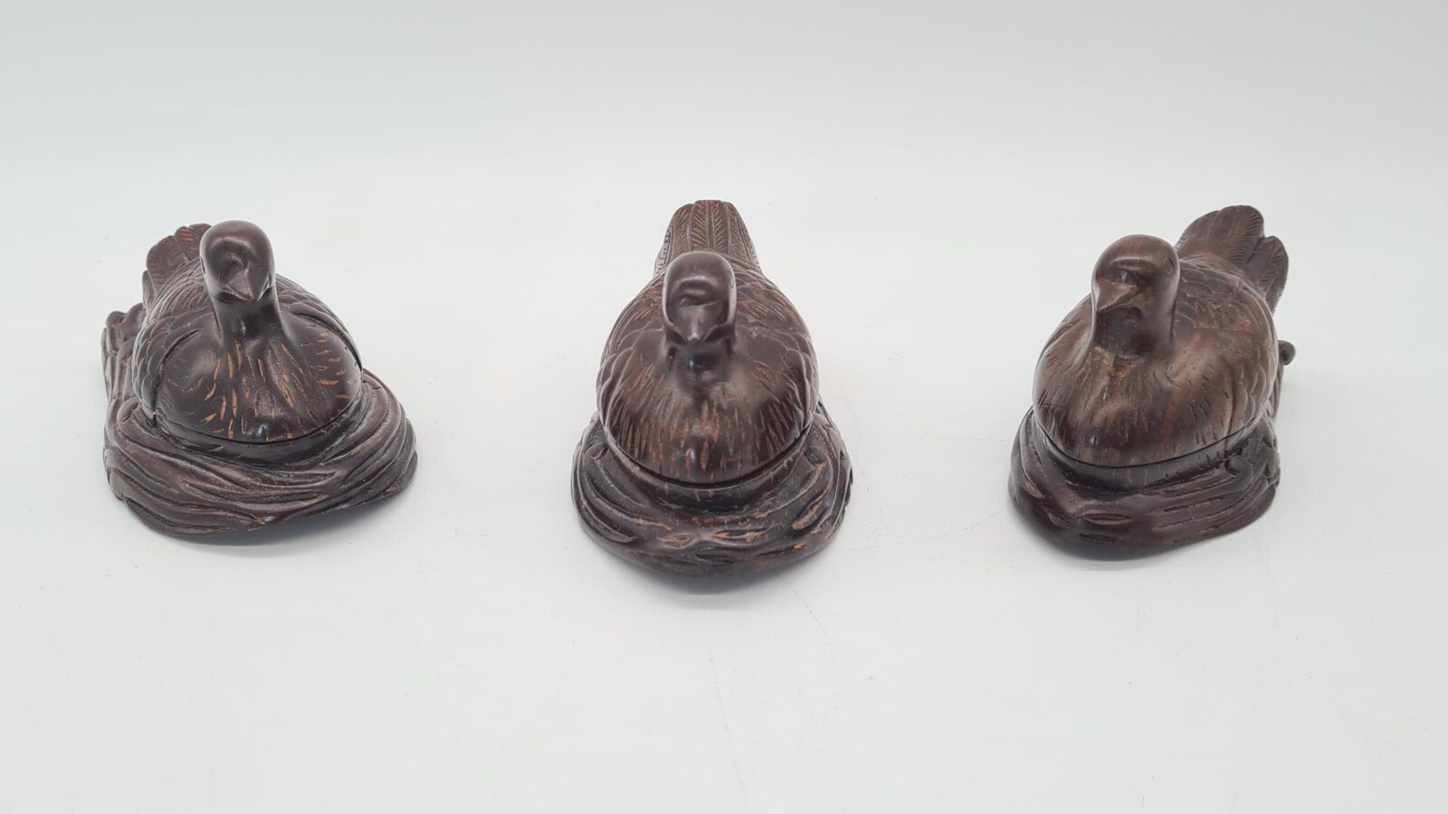 Carved bird-shaped containers, 1960s