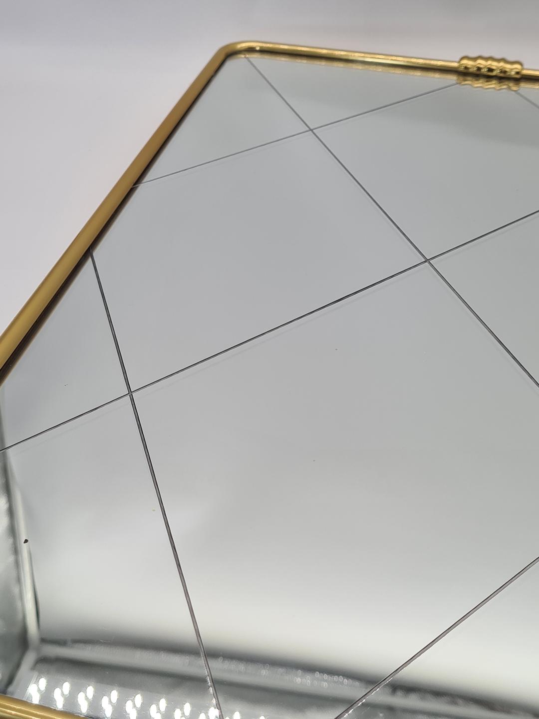 Vintage mirror with a brass frame, Italy, 1950s