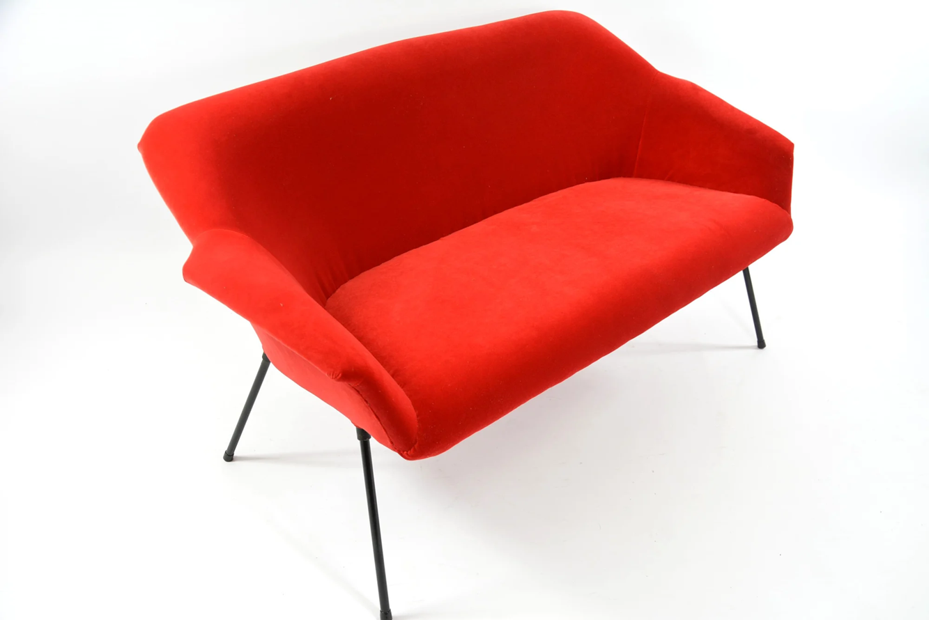 Vintage two-seater shell sofa, PRL, 1970s