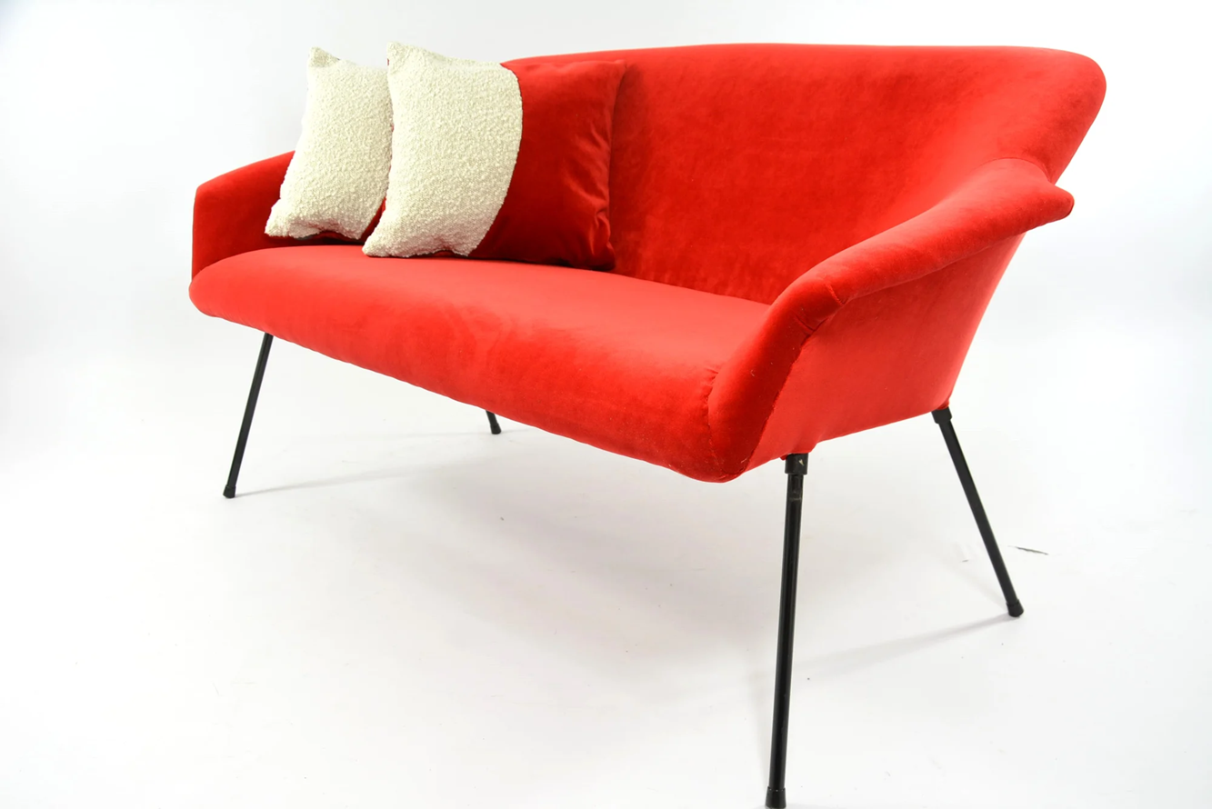 Vintage two-seater shell sofa, PRL, 1970s