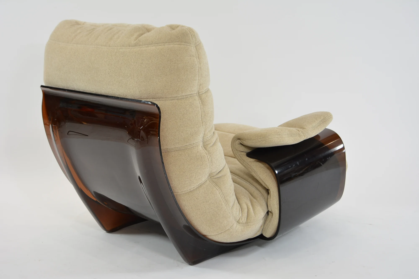 Fotel i podnóżek Marsala proj. Michel Ducaroy dla Ligne Roset, Francja, lata 70