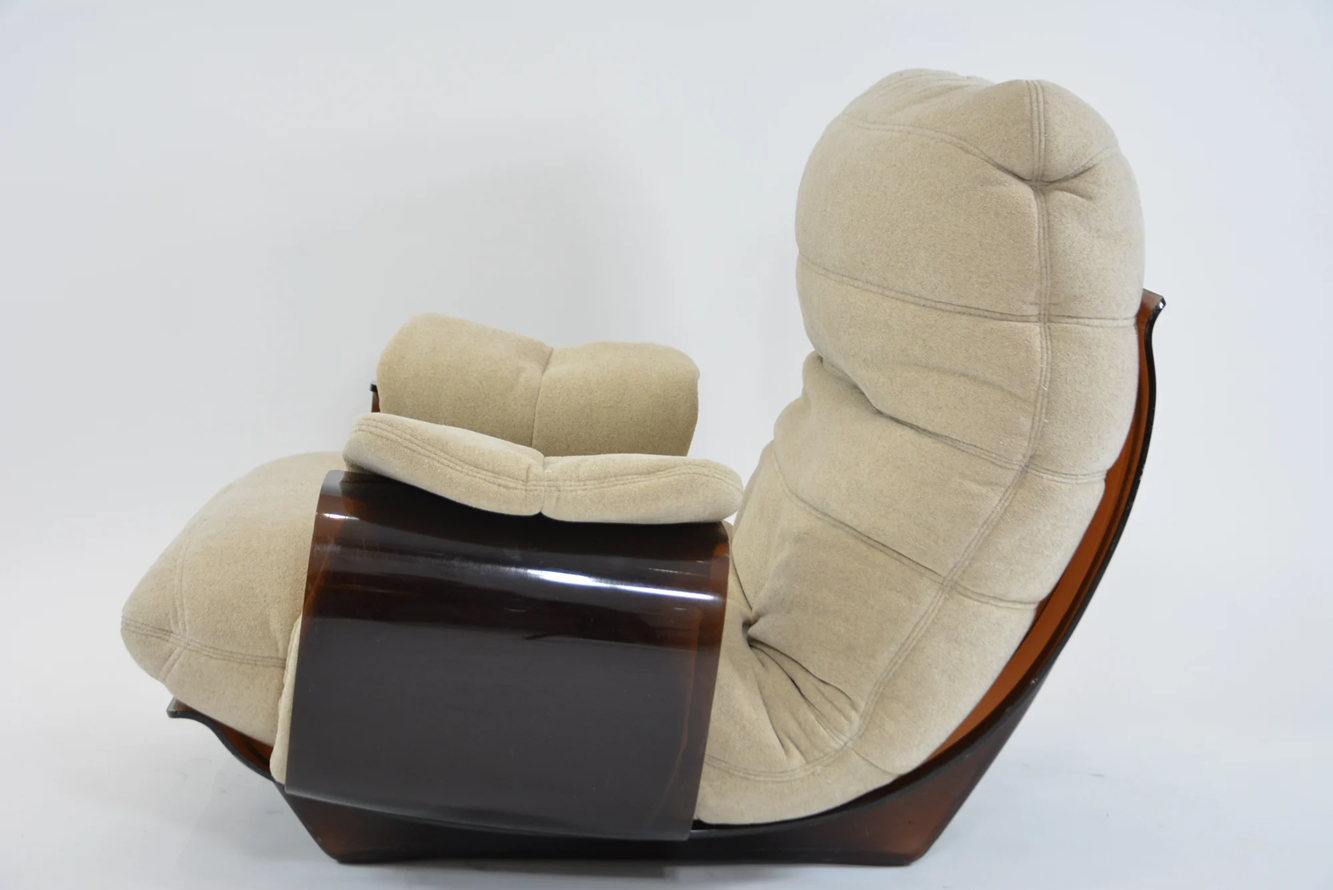 Fotel i podnóżek Marsala proj. Michel Ducaroy dla Ligne Roset, Francja, lata 70