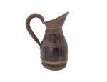 Wooden barrel-shaped jug with brass hoops, 19th/20th century