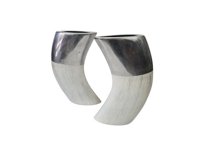Large aluminium and ceramic vases, Ventura Living, 2000s