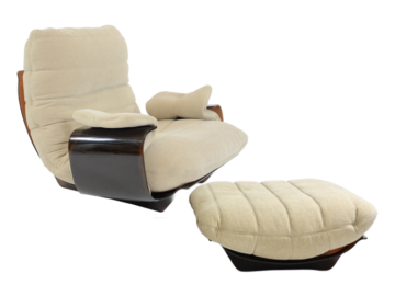 Fotel i podnóżek Marsala proj. Michel Ducaroy dla Ligne Roset, Francja, lata 70