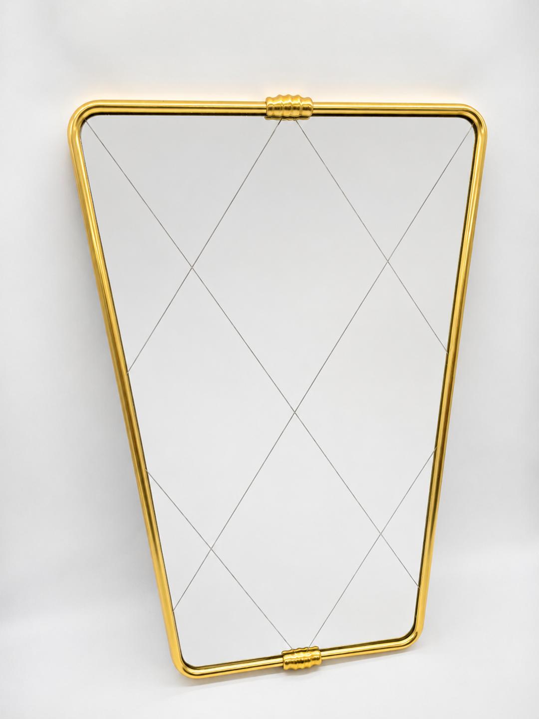 Vintage mirror with a brass frame, Italy, 1950s