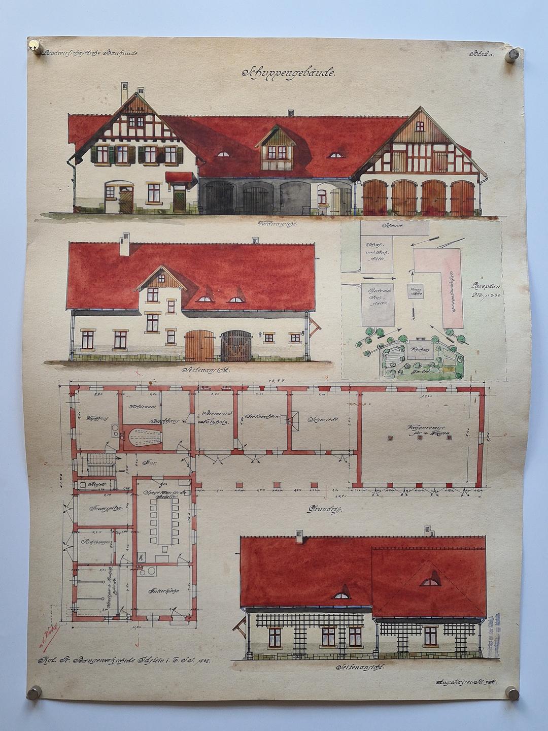 Rysunek architektoniczny, autor August Kaiser, 1908