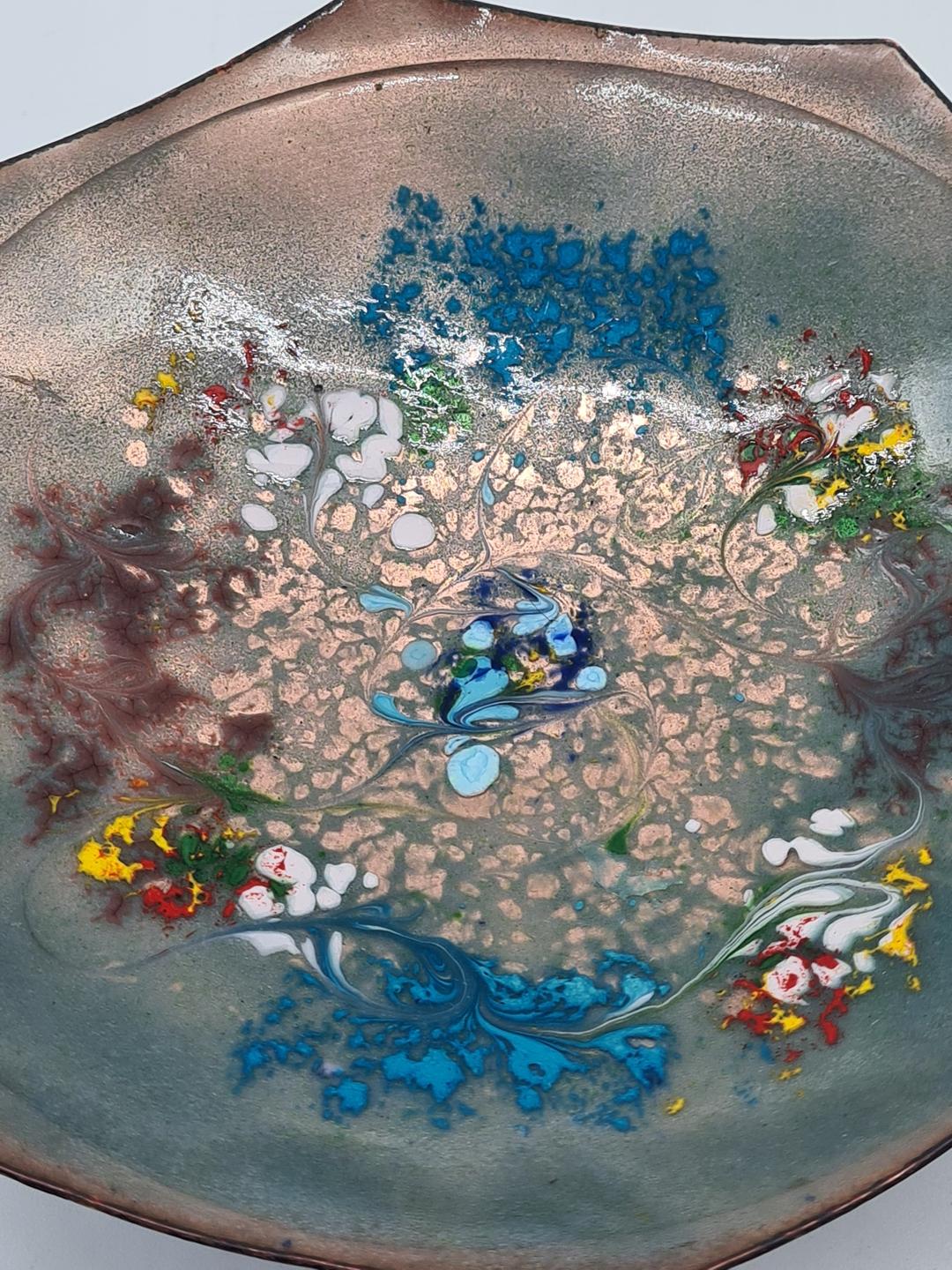 Copper enamelled bowl, by VEB Thüringer Schmuck Waltershausen, Germany, 1970s