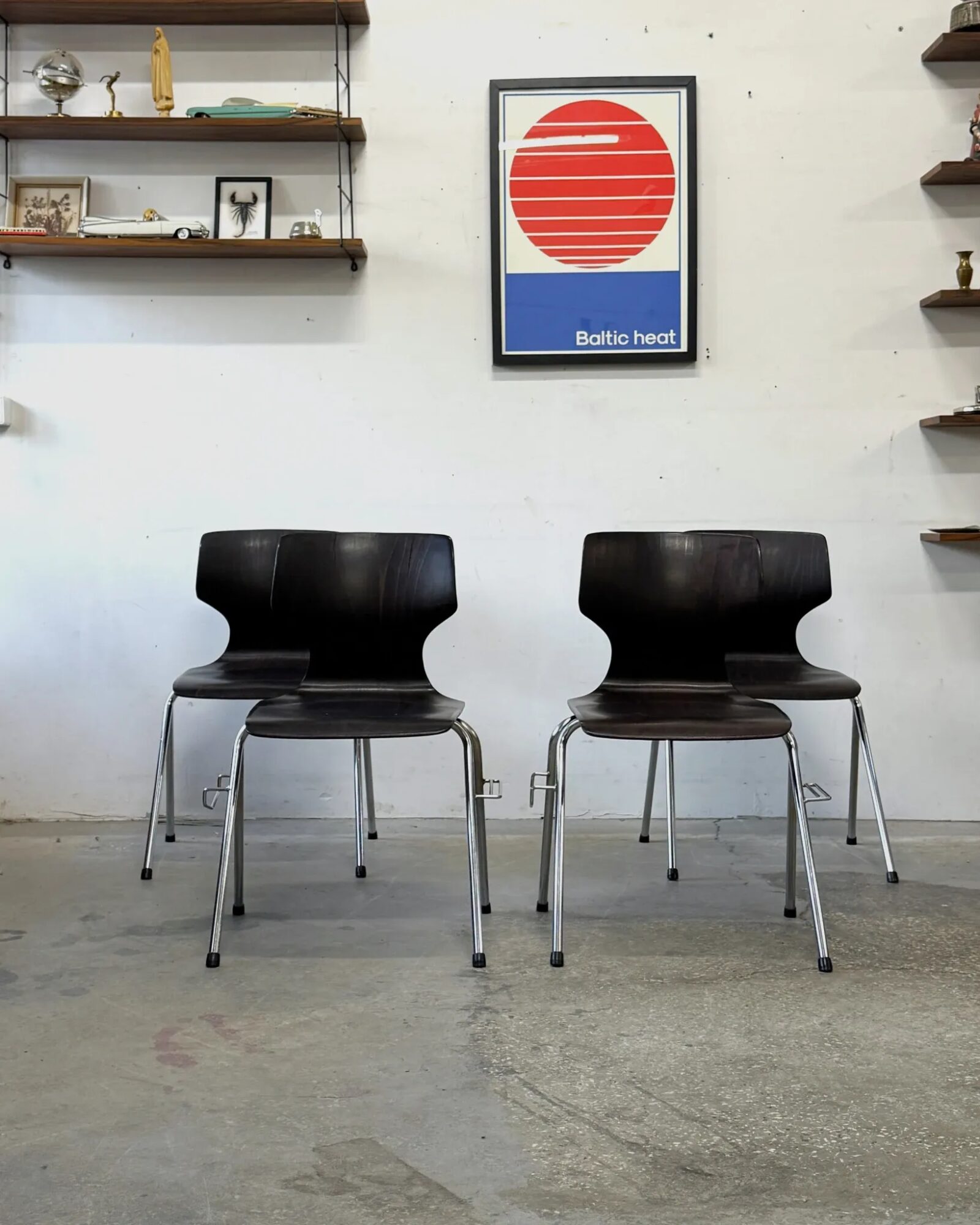 Set of 4 chairs, Pagholz, Germany, 1960s