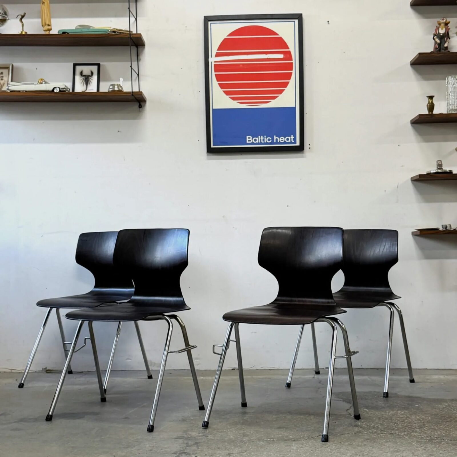 Set of 4 chairs, Pagholz, Germany, 1960s