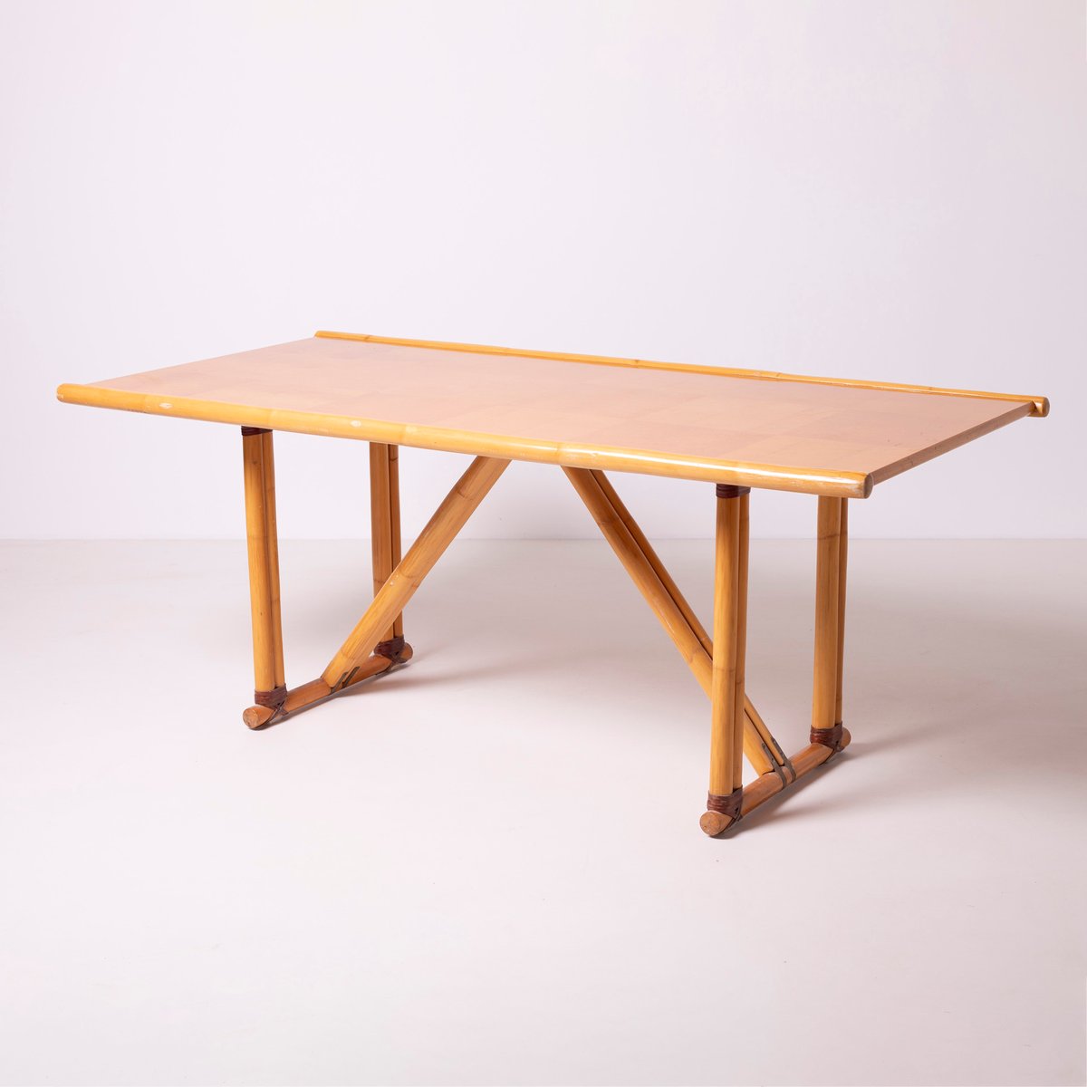 Postmodern folding bamboo table, Italy, 1980s