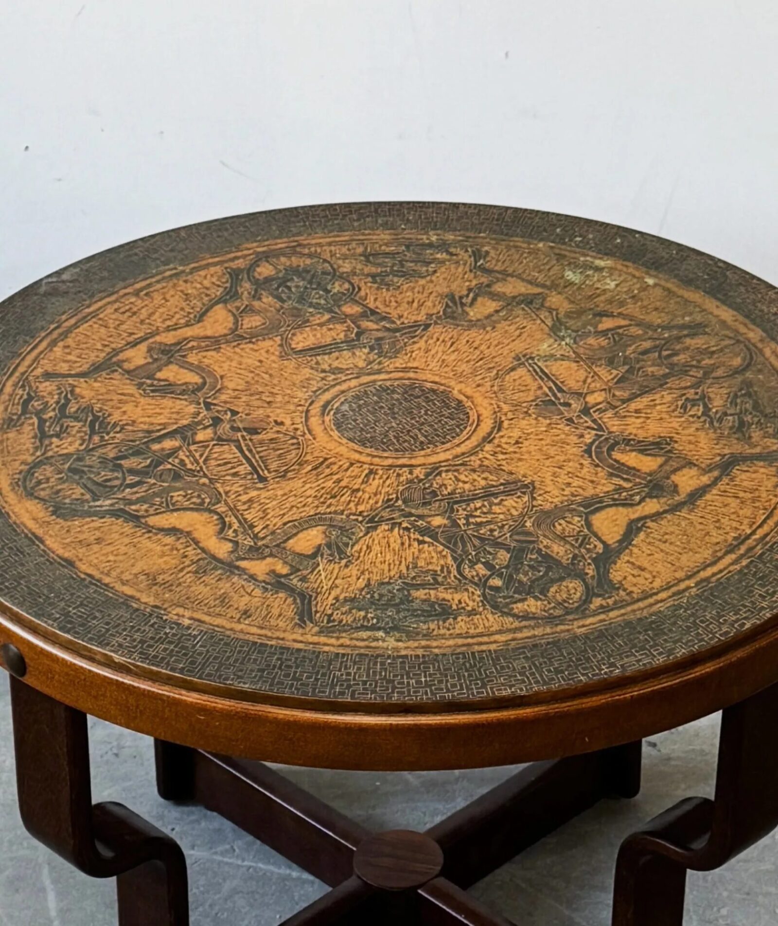 Coffee table with copper top, VAD Trevarefabrikk, Norway, 1960s