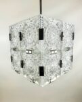 Szklana lampa wisząca vintage, Kamenický Šenov, Czechosłowacja, lata 70